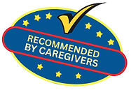 Recommended by Caregivers seal with checkmark and stars