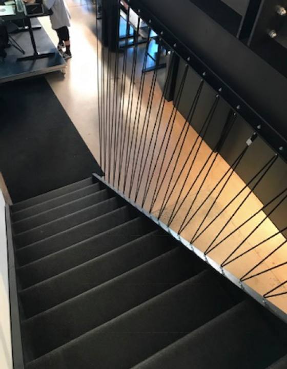 Tensioned-cable staircase, Never Apart centre