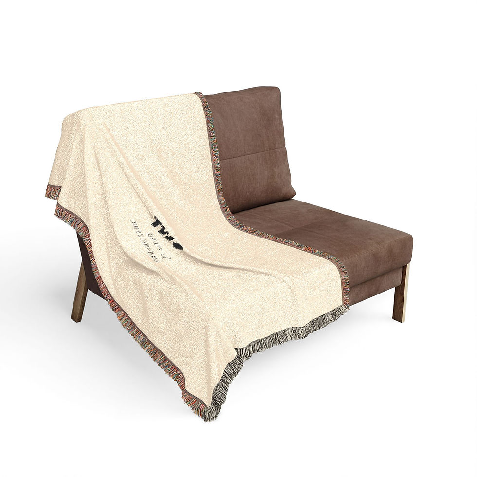 Thumbnail: Woven Blanket — Minimal 'TWO' Embroidered Throw Blanket