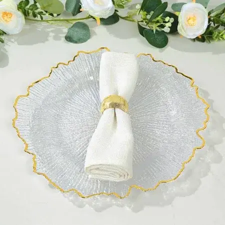 Clear Gold Trim- Reef Acrylic Charger Plate