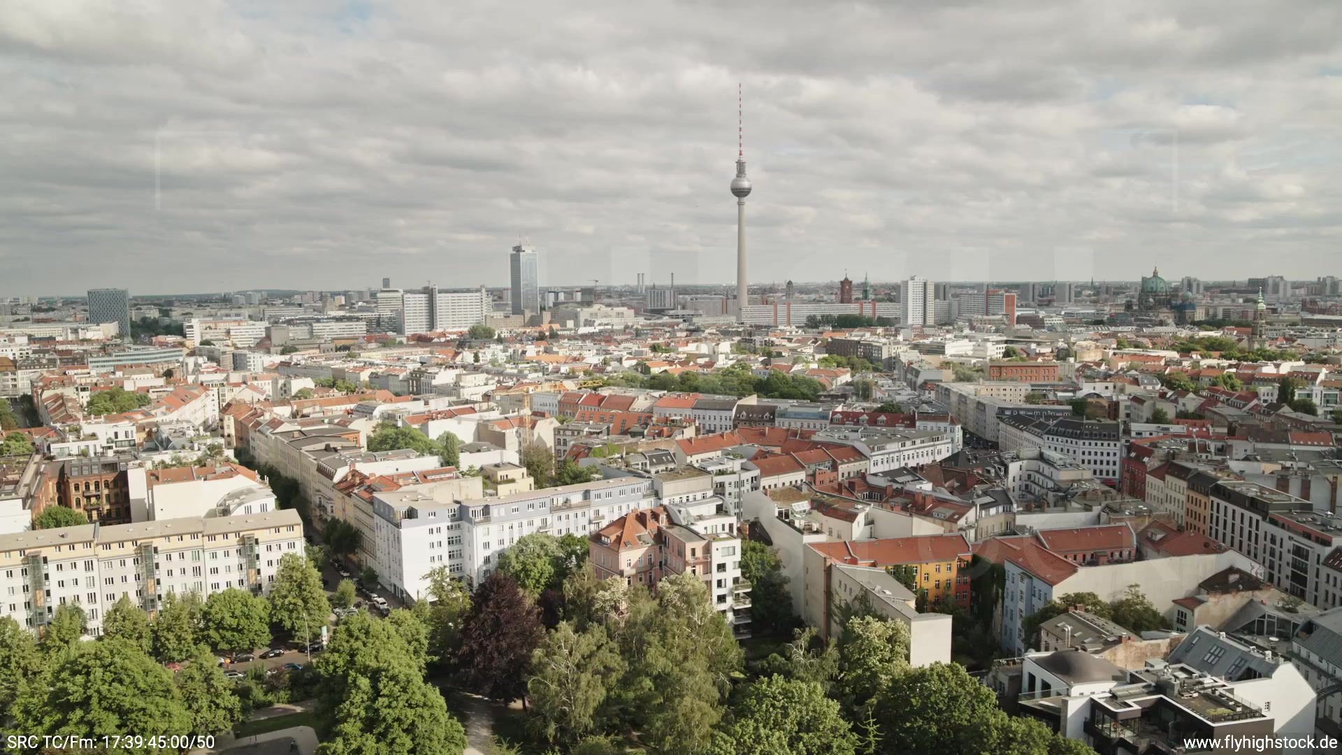 Berlin Volkspark am Weinberg Alexanderplatz Skyline Zuflug tagsüber 2