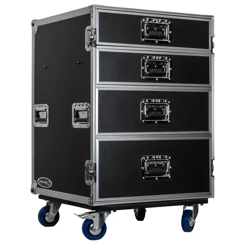 Thumbnail: Odyssey FZWB4WDLX Deluxe Four Drawer Workbox Tour Flight Case with Side Table