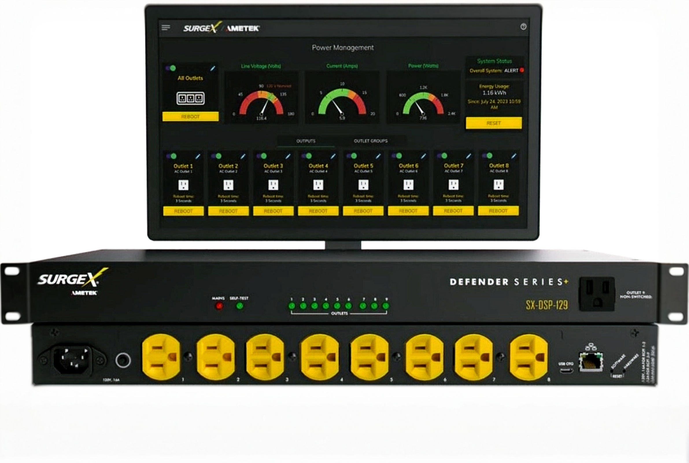 SurgeX SX-DSP-129 Defender Series Power Management Unit With Magnetic Shielding