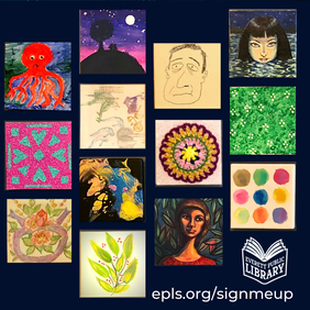23 paintings from the Everett Public Library Tiny Art Show in 2022