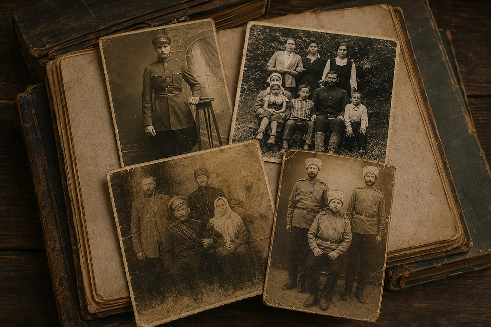 Фотознімки рідних з сімейного архіву (картинка створена за допомогою ШІ)