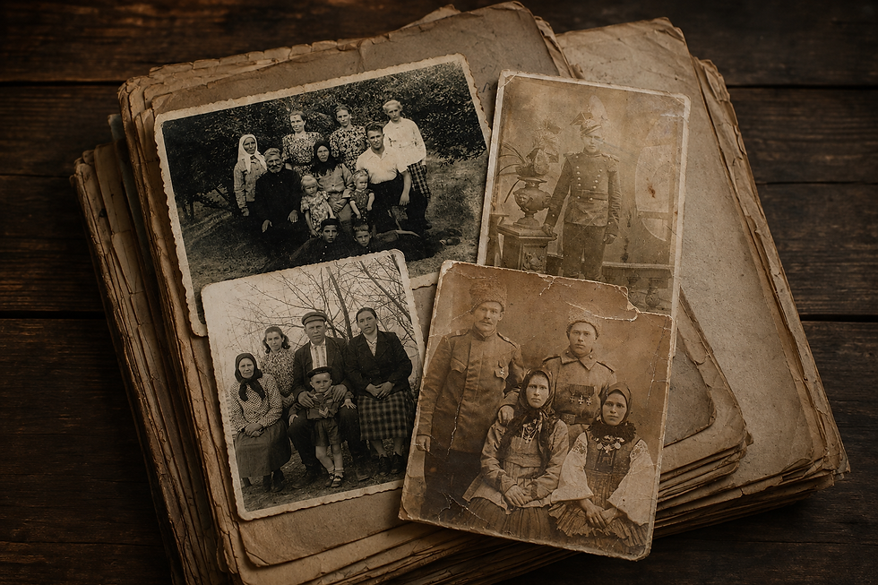 Фотознімки рідних з сімейного архіву (картинка створена за допомогою ШІ)