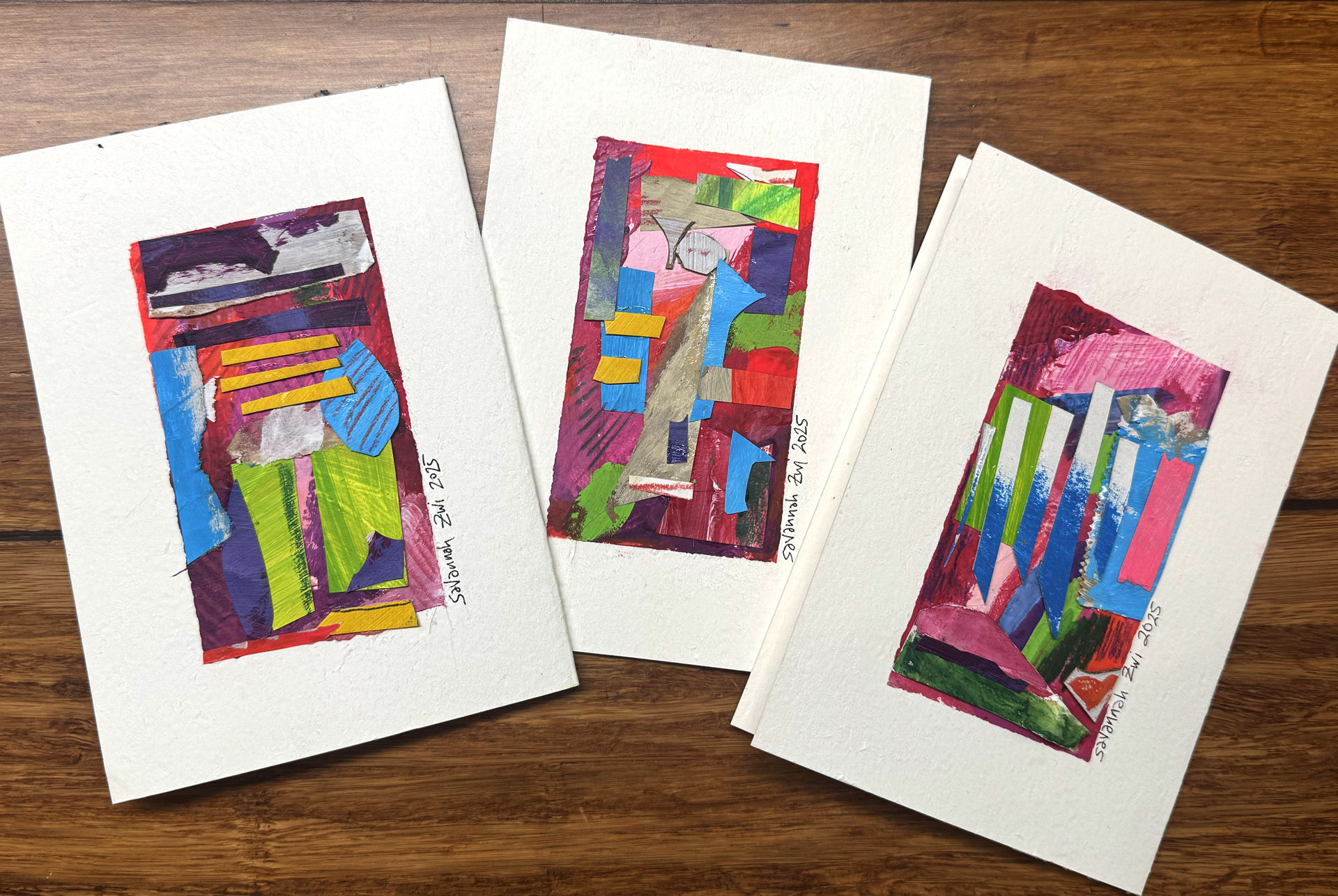 Handmade Mixed-Media Art Cards - Bundle of 3