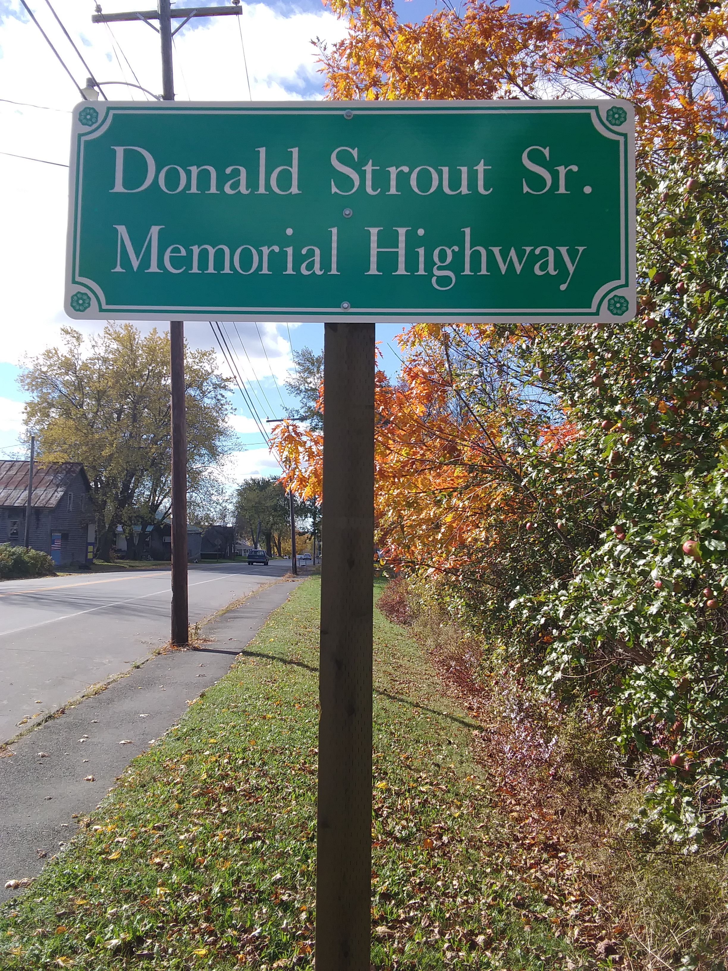 Donald Strout Sr. Memorial Sign