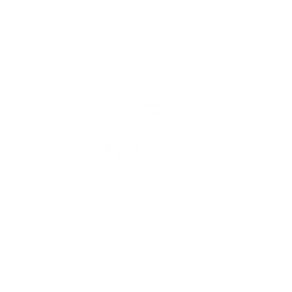 Minimalist white logo with interlocking letters E and C