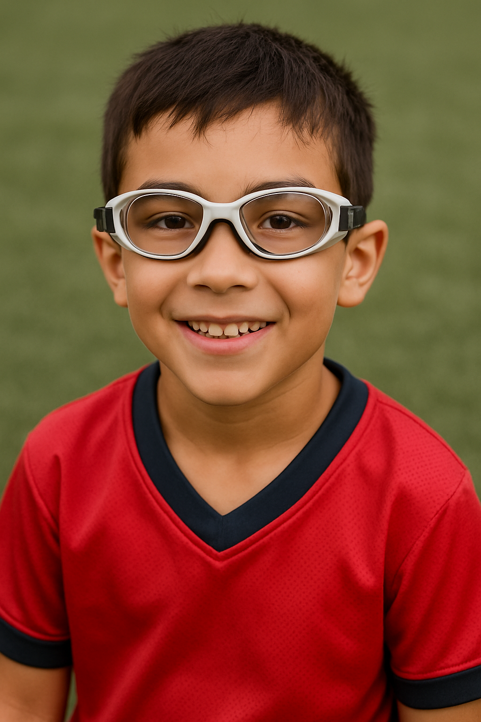 Child wearing protective sports eyewear