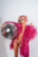 Pole dance party girl with disco ball