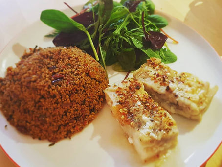 Rybí filé s kuskusem se sušenými rajčaty