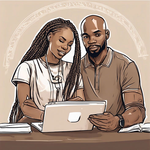 a married couple consisting of a bald handsome African American male and beautiful African