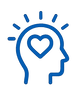 blue icon of head with heart inside