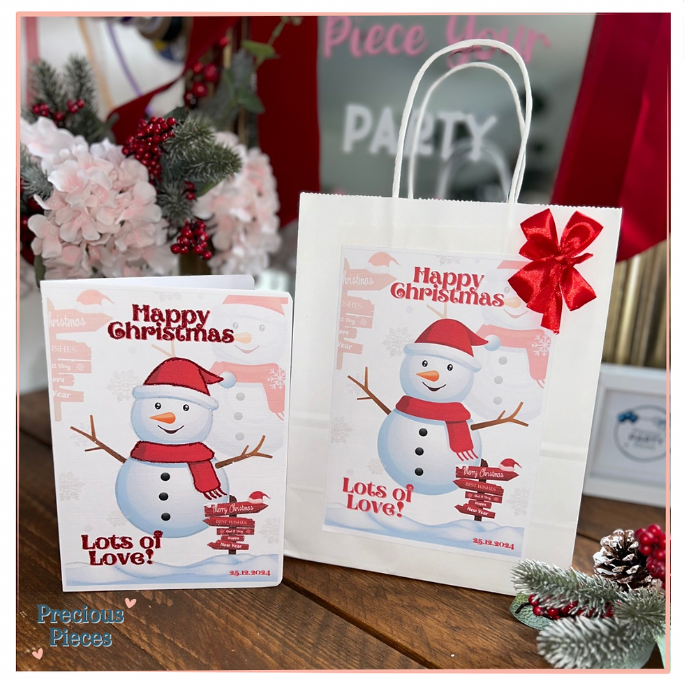 Snowman Matching Christmas Card & Gift Bag