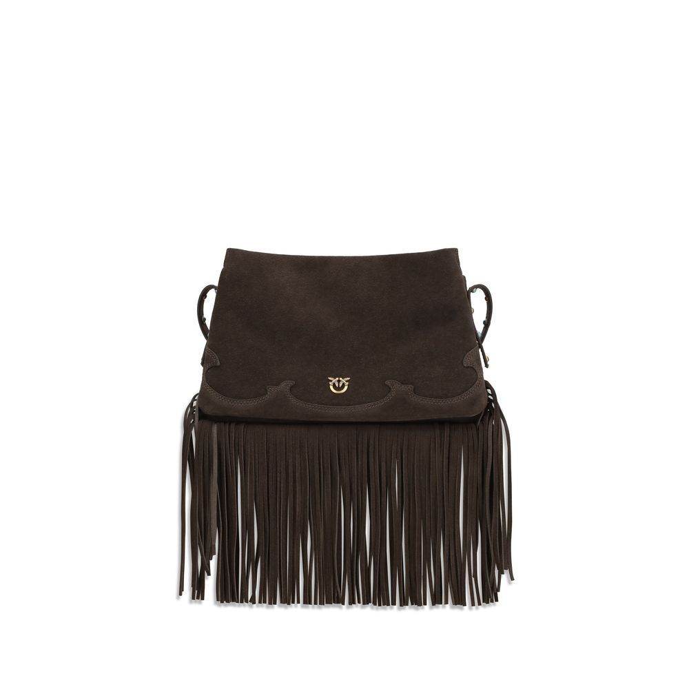 PINKO Brown Calf Leather Bos Taurus Shoulder Bag