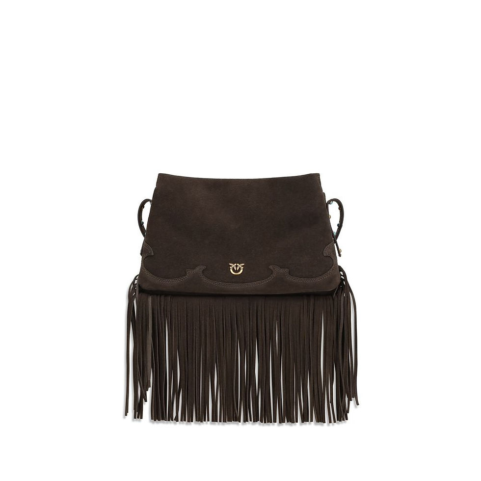 Thumbnail: PINKO Brown Calf Leather Bos Taurus Shoulder Bag