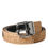 Thumbnail: Dolce & Gabbana Gold Glitter Leather Silver Metal Buckle Belt