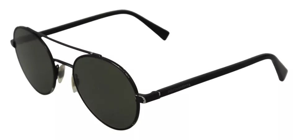 Thumbnail: Dolce & Gabbana Matte Black Steel Frame Green Lens DG2245 Sunglasses