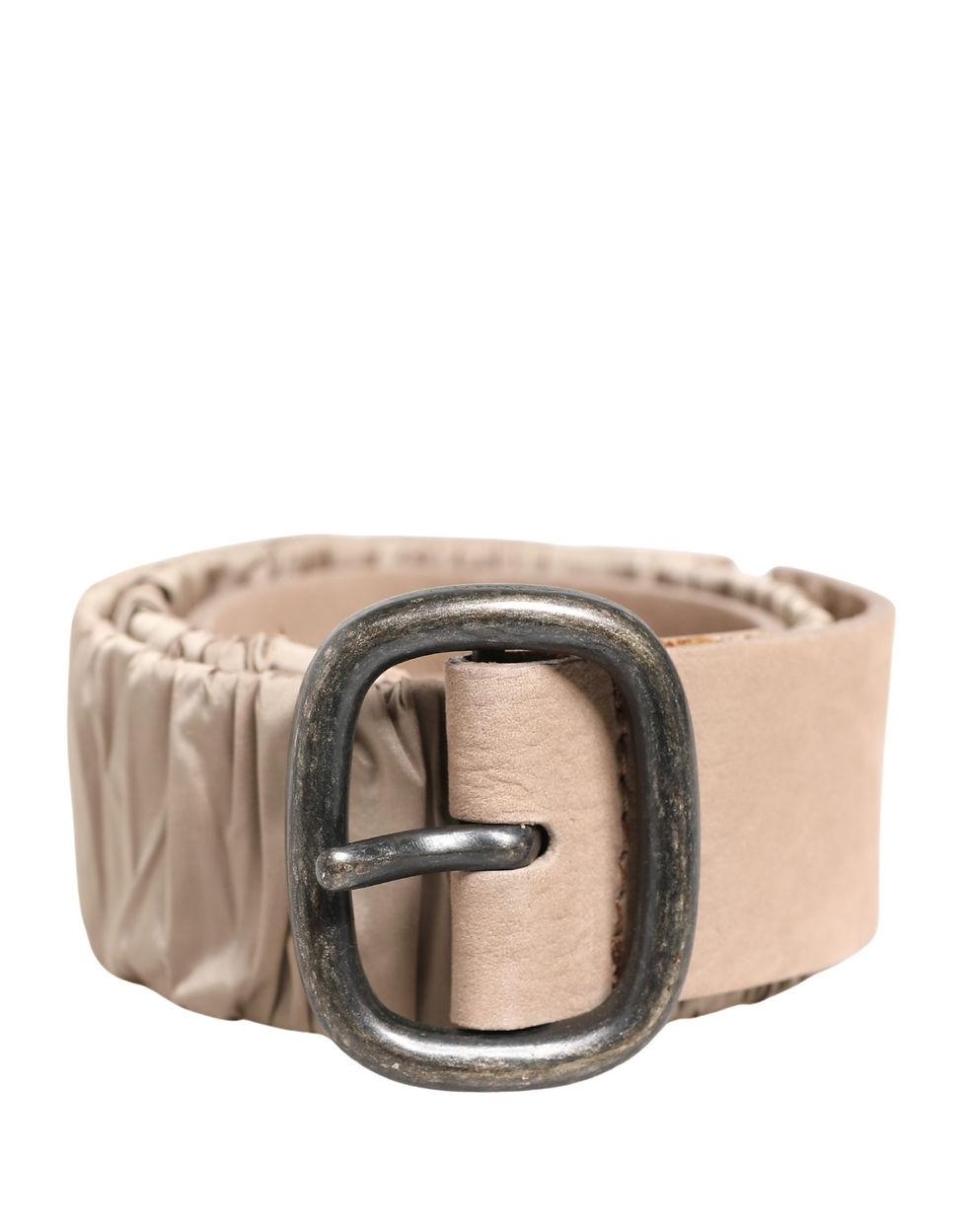 Thumbnail: GF Ferre Women Beige Polyester Silver Metal Buckle Waist Belt