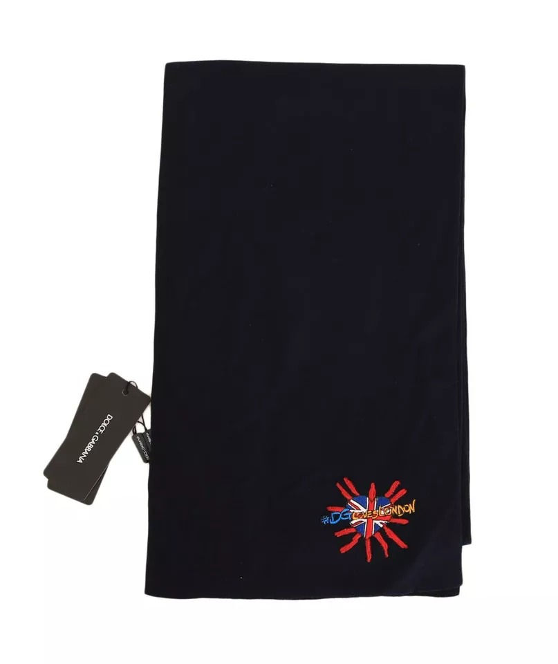 Thumbnail: Dolce & Gabbana Blue Wool #DGLovesLondon Shawl Scarf