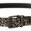 Thumbnail: Dolce & Gabbana Black Marble Print Leather Gray Logo Belt