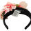 Thumbnail: Dolce & Gabbana Pink Silk Black Floral Headband Logo Diadem