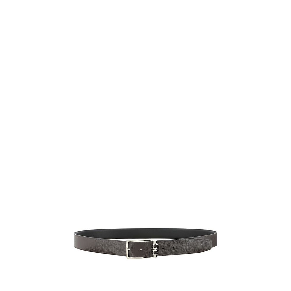 Thumbnail: Ferragamo Black Calf Leather Bos Taurus Belt