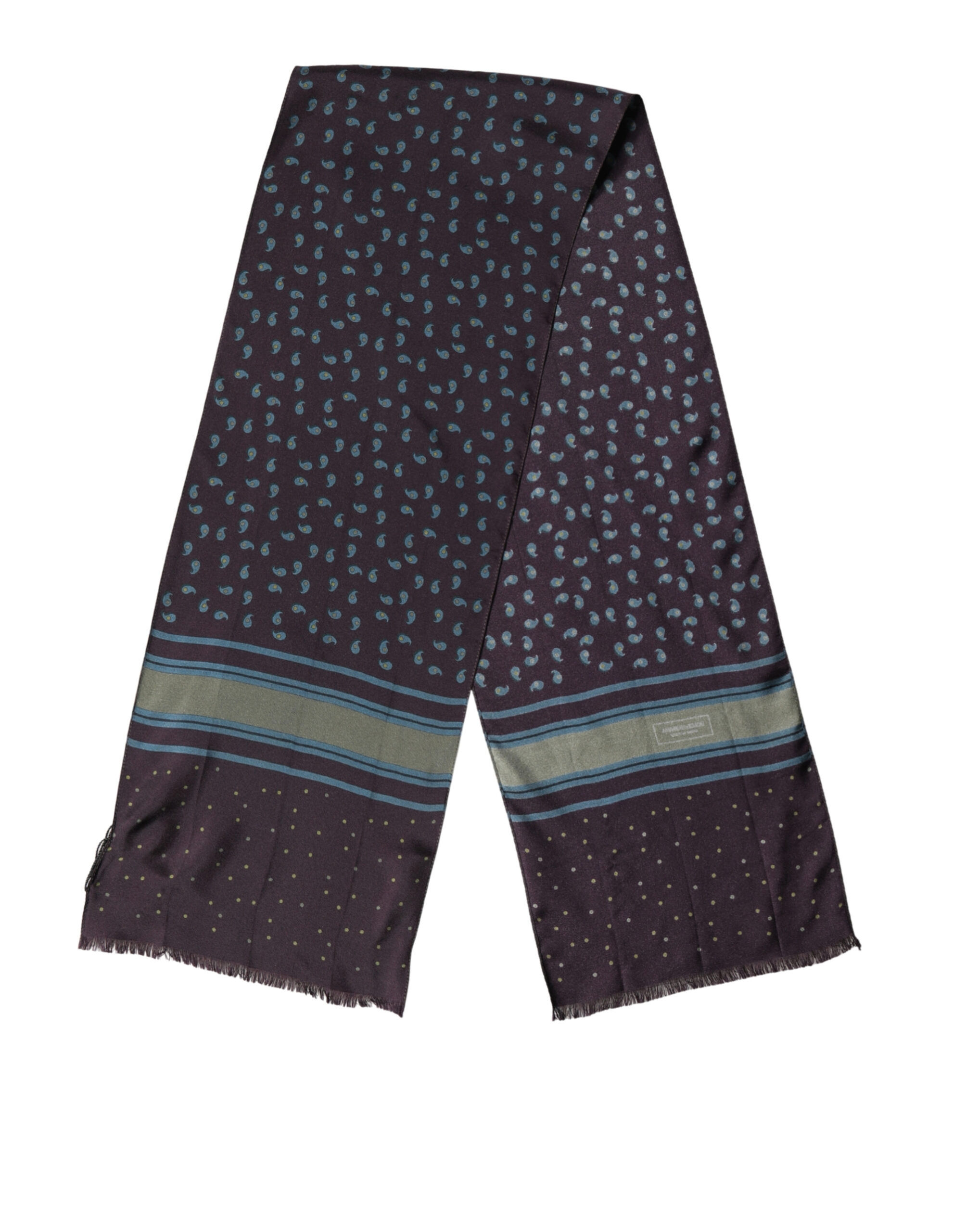 Dolce & Gabbana Men Scarf Maroon Patterned Silk Neck Foulard 132cm x 33cm