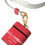 Thumbnail: Dolce & Gabbana Red Leather Gold Tone Metal Logo Print Strap Airpods Case