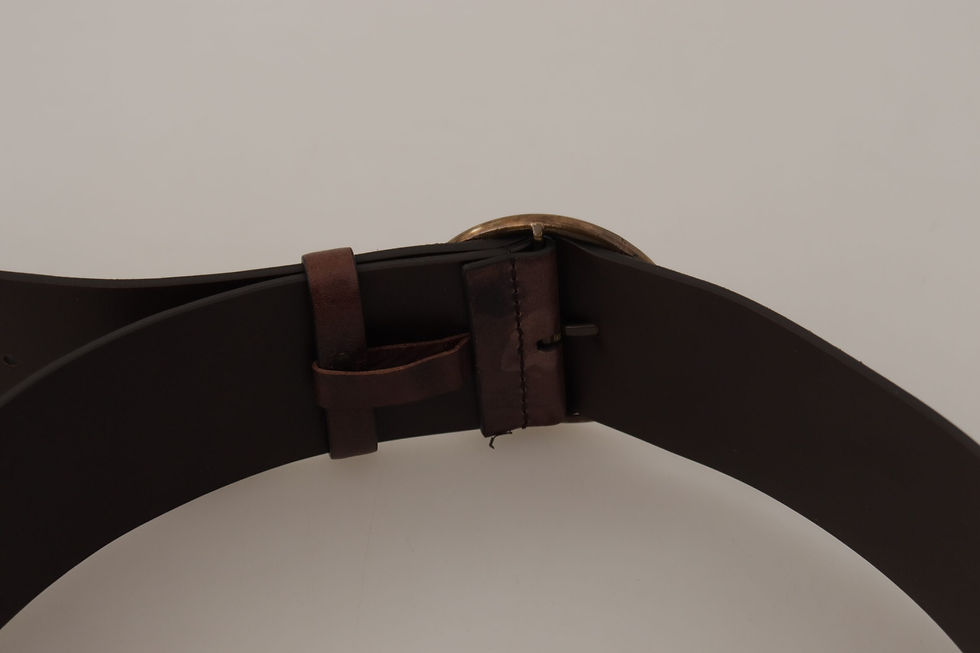 Thumbnail: Dolce & Gabbana Dark Brown Wide Calf Leather Logo Round Buckle Belt