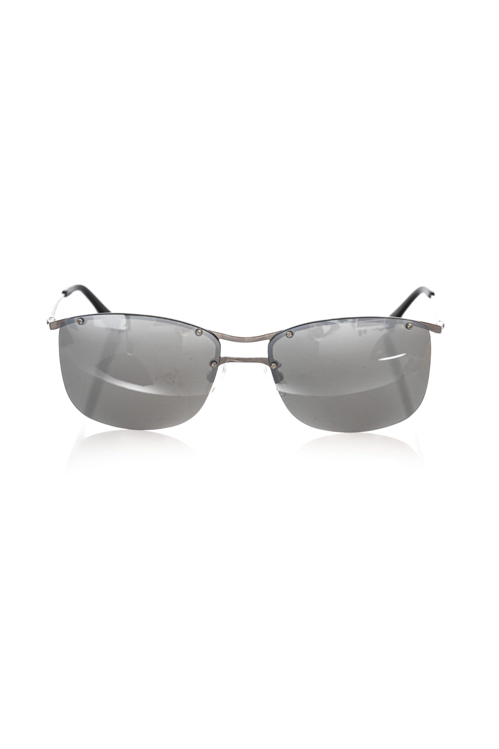 Frankie Morello Silver Metallic Fibre Men Sunglass