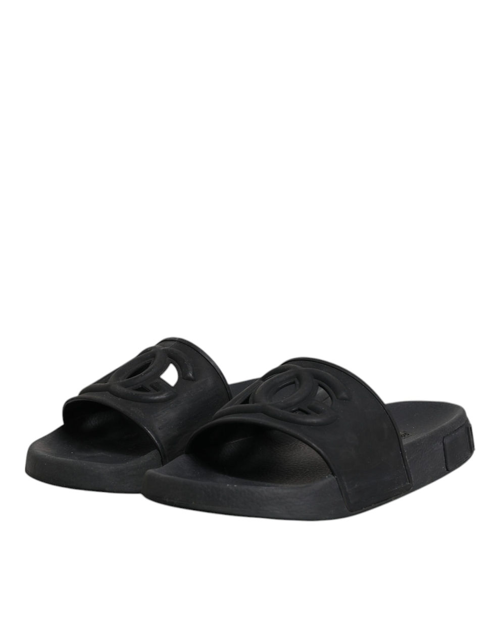 Thumbnail: Dolce & Gabbana Black Rubber Slides Sandals Beachwear Shoes