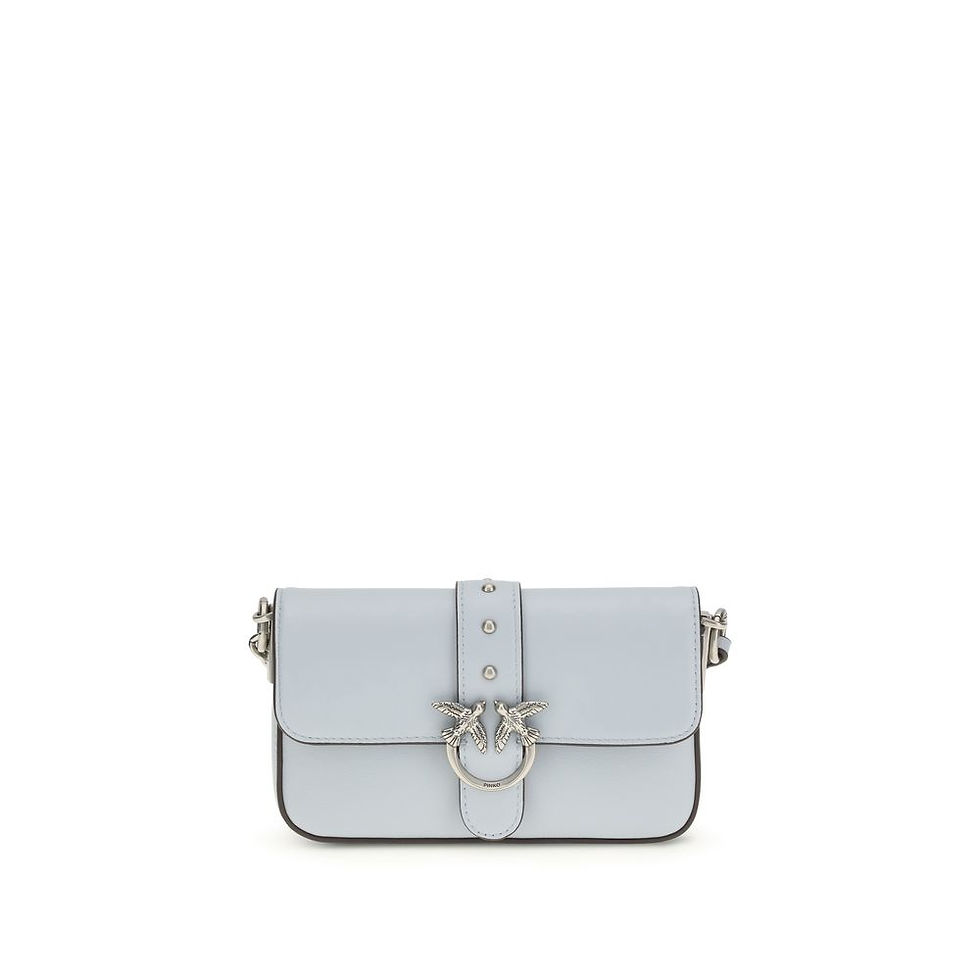 Thumbnail: PINKO Blue Calf Leather Bos Taurus Shoulder Bag