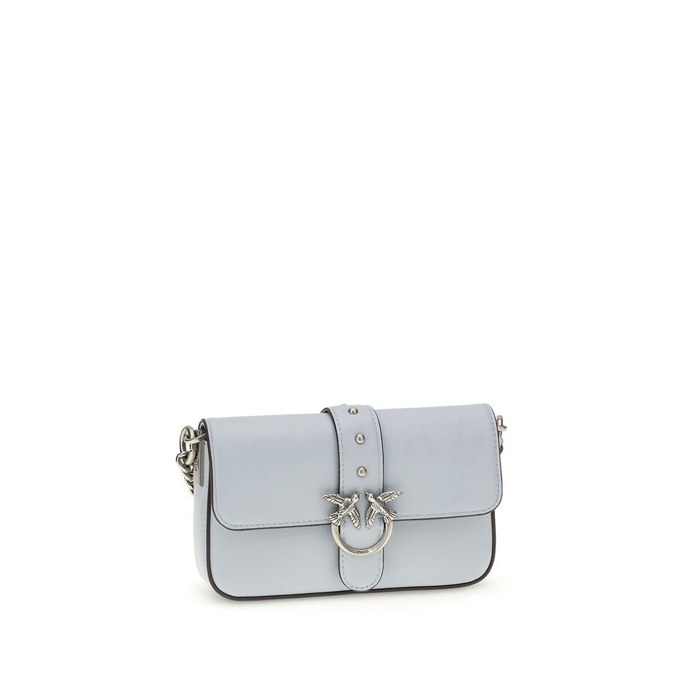 Thumbnail: PINKO Blue Calf Leather Bos Taurus Shoulder Bag