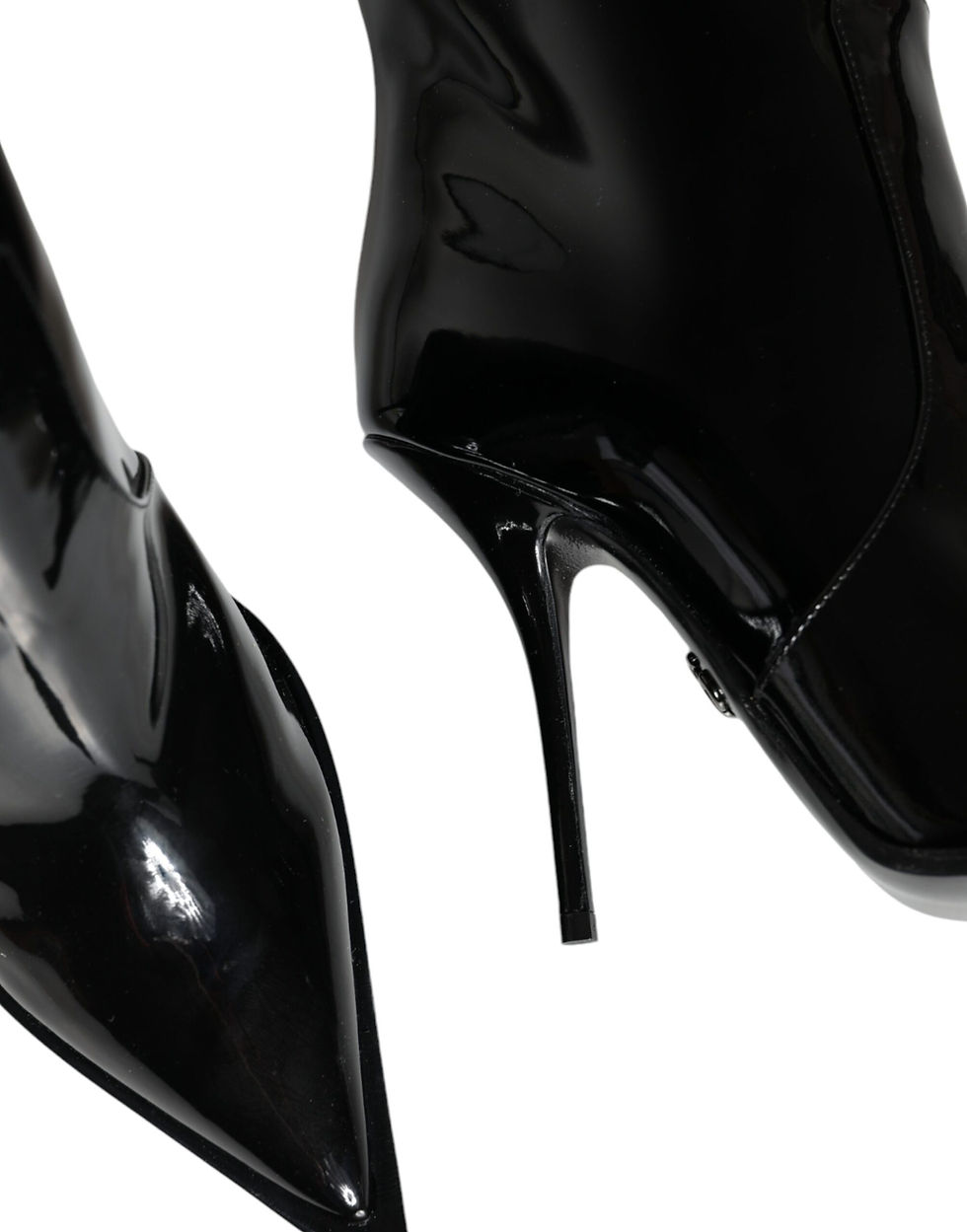 Thumbnail: Dolce & Gabbana Black Patent Leather Knee High Boots Shoes
