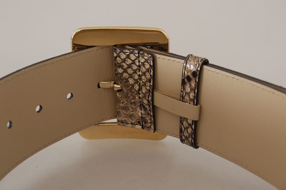 Thumbnail: Dolce & Gabbana Brown Exotic Wide Waist Leather Gold Metal Buckle Belt
