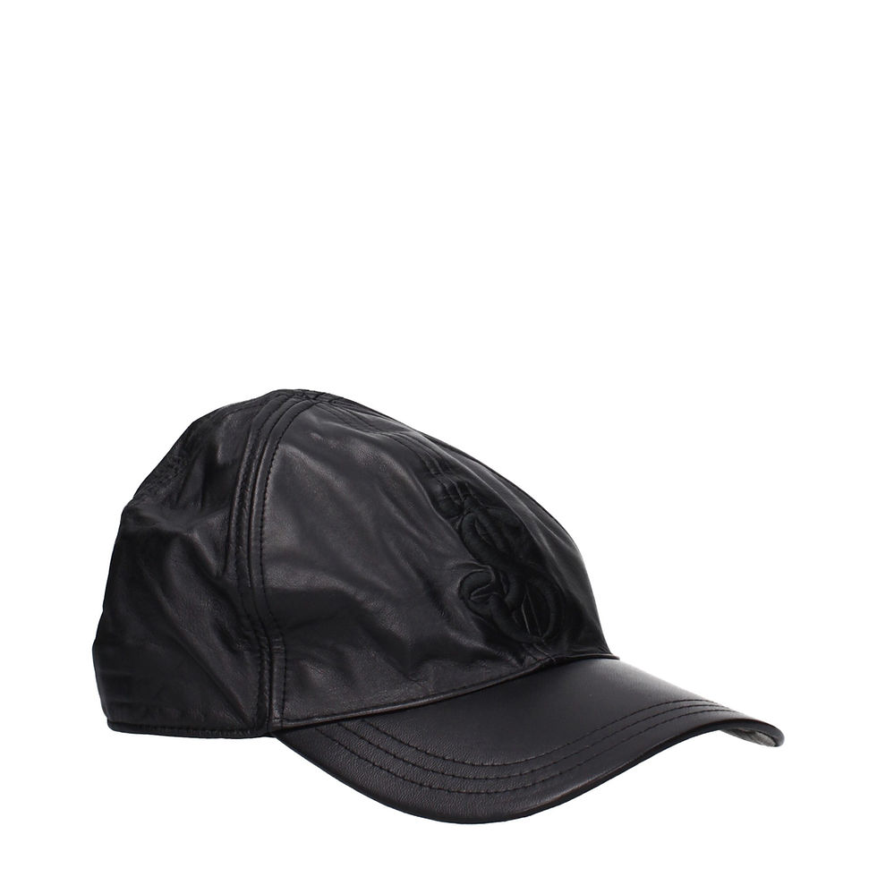 Jil Sander Black Leather Cap (Baseball Hat)