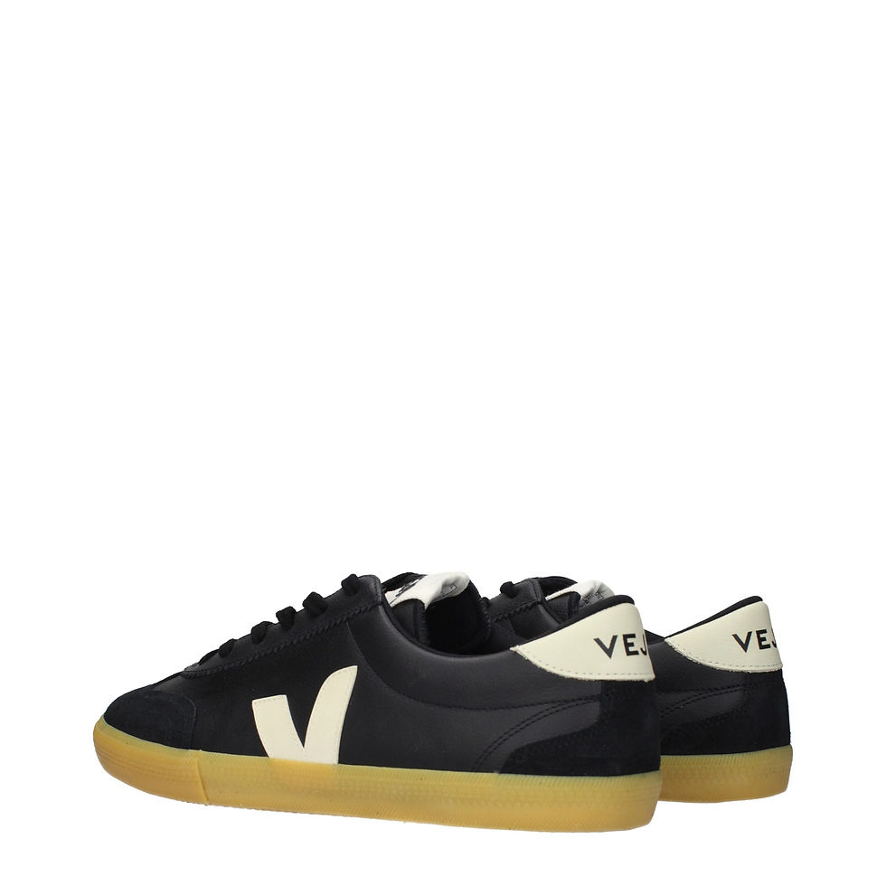 Thumbnail: Veja Black Leather Low Top Sneakers