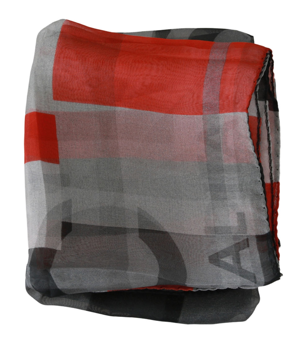 Thumbnail: Costume National Gray Red 100% Silk Branded Scarf