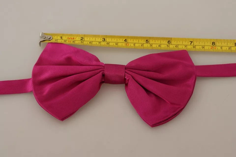 Thumbnail: Dolce & Gabbana Pink 100% Silk Adjustable Neck Bow Tie Men