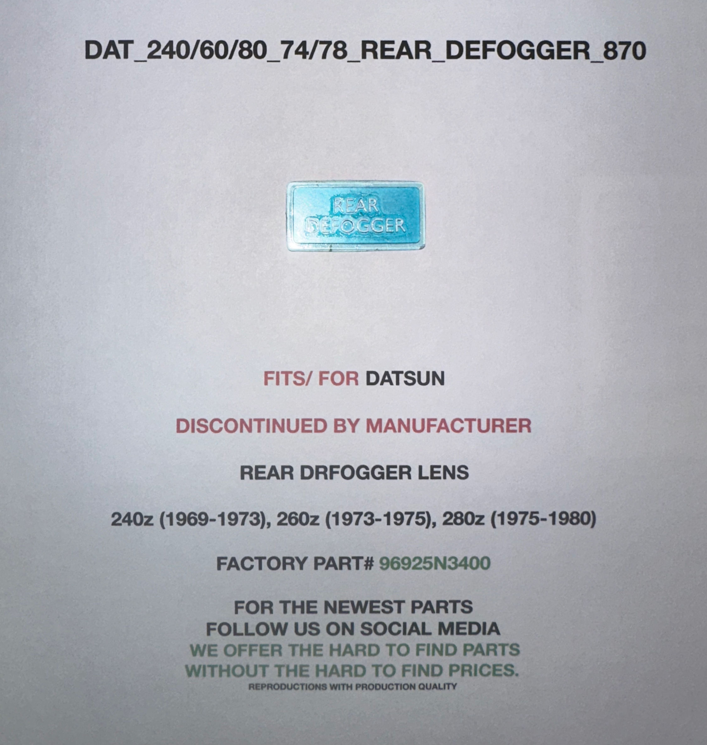 Rear Defogger Lens