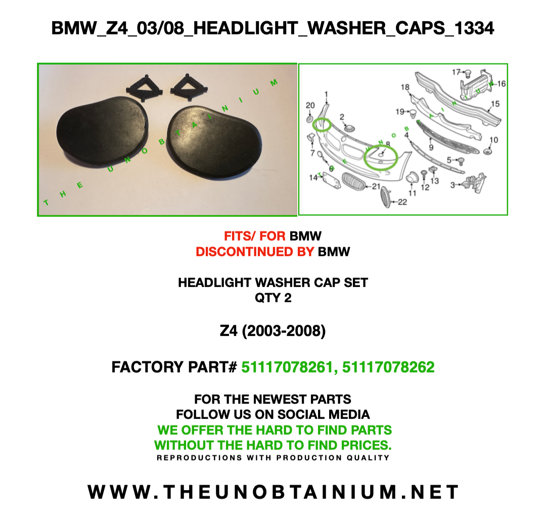 Headlight Washer Cap Kit (Qty 2)
