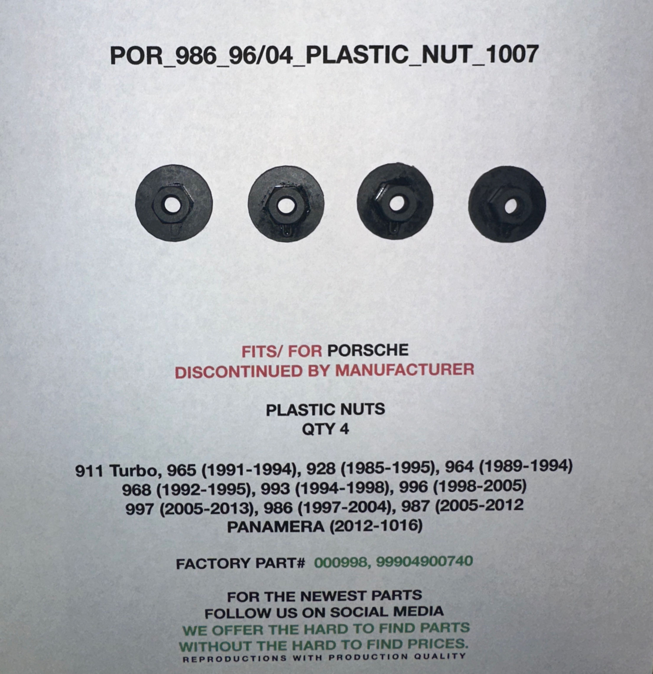 Plastic Nut Set (Qty 4)