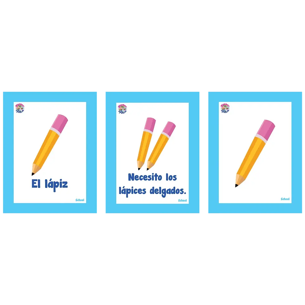 Thumbnail: Illustrated Spanish vocabulary flashcards for teaching elementary students