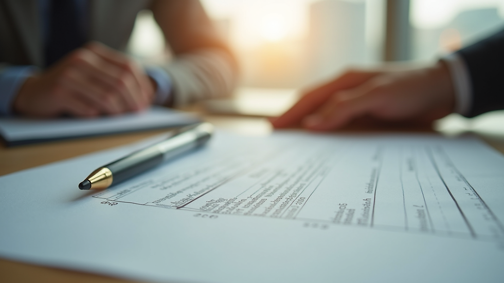 Close-up de contrato de financiamento imobiliário sendo assinado
