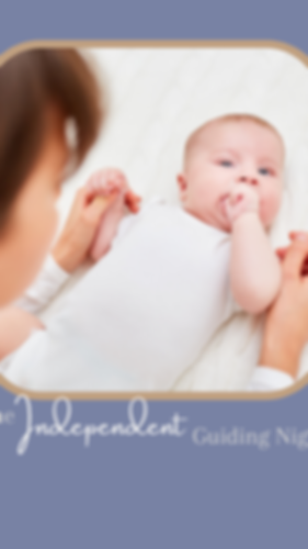 A Baby lying holding a mothers hand. An advert for a sleep package