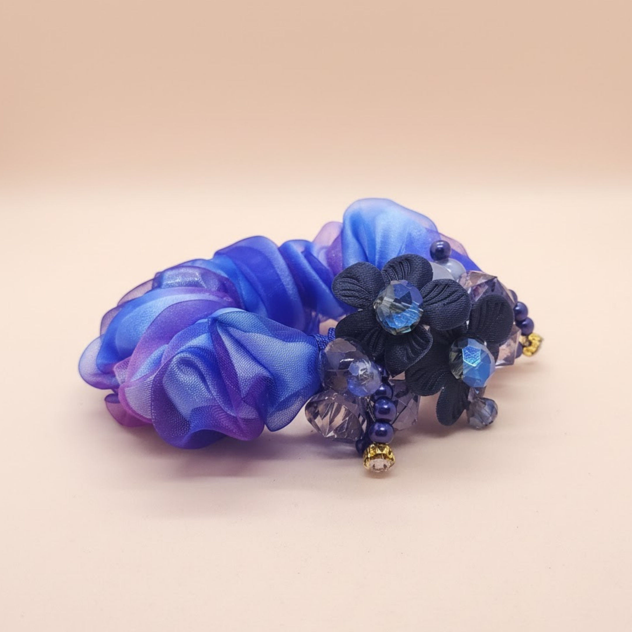 Ocean Petal Pearl Floral Scrunchie - 1Pc