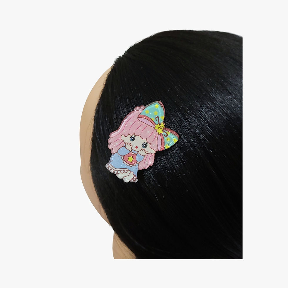 Thumbnail: Mint Bow Star Girl Alligator Clip for Girls - 1Pc