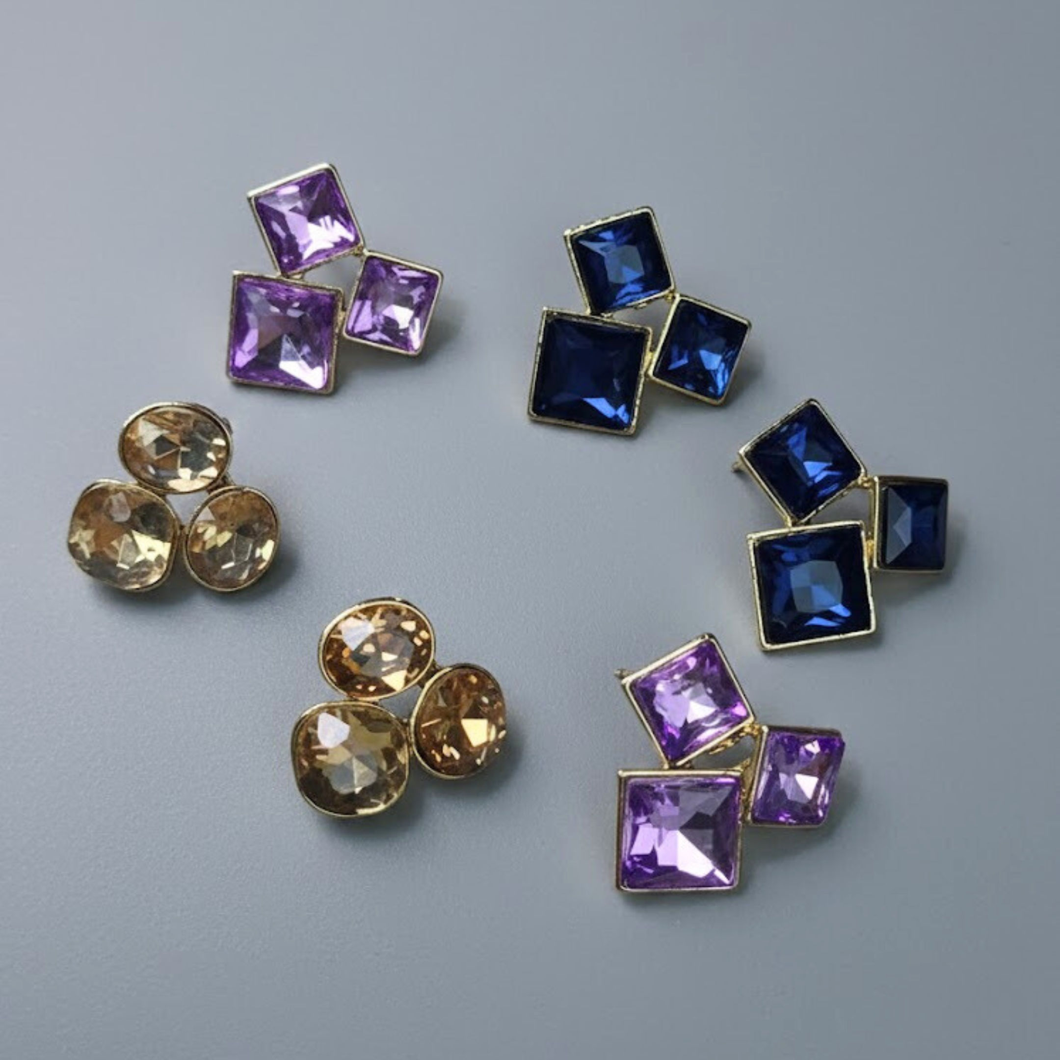 Geometric Crystal Stud Earrings